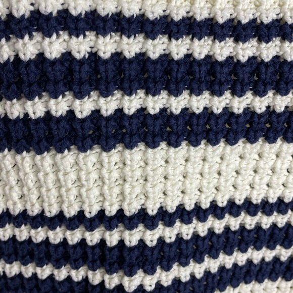 Women’s Lands*End* Sweater Blue & White Stripe Turtleneck Size L - Picture 2 of 11